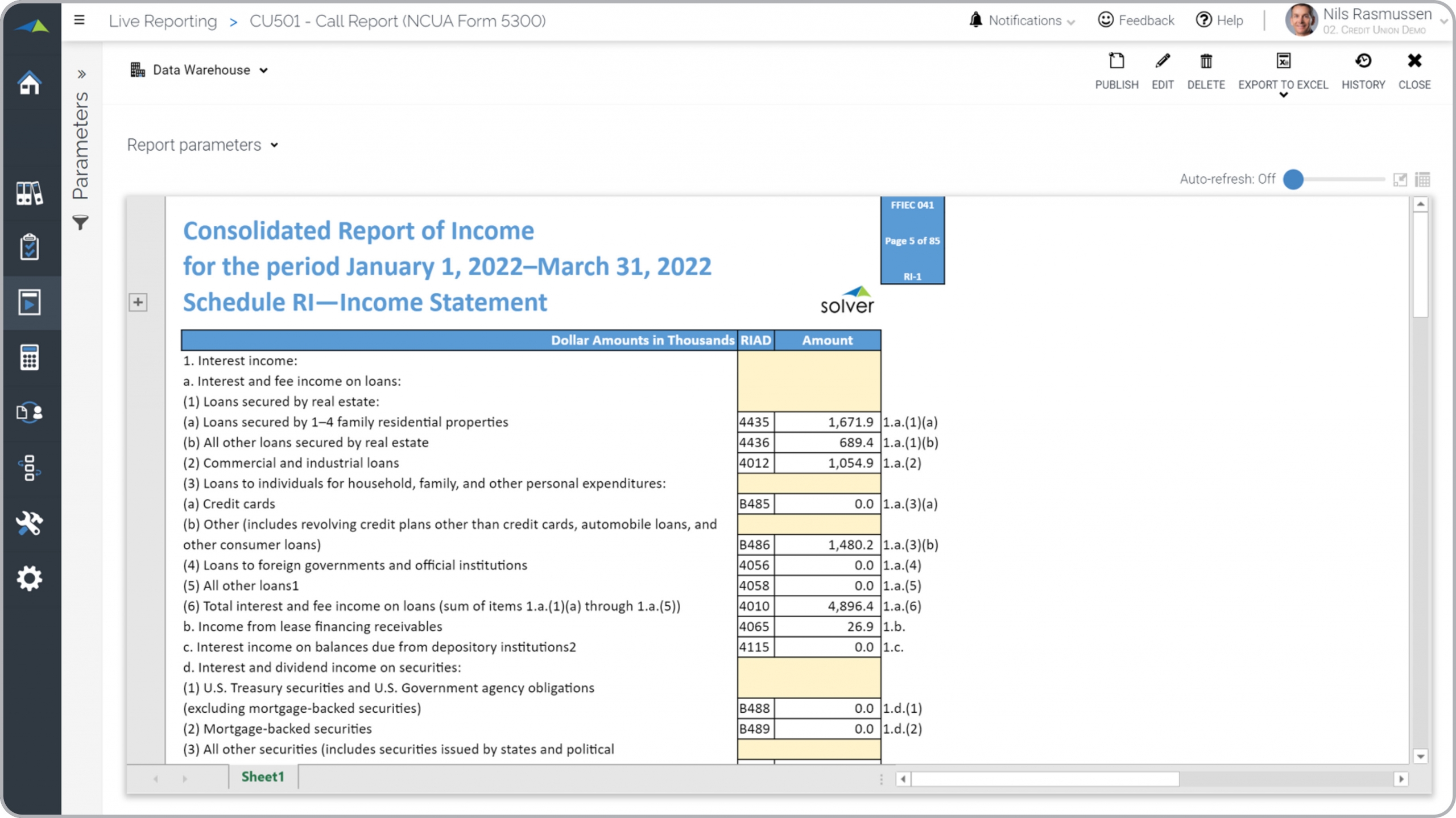 Credit Union Call Report NCUA 5300